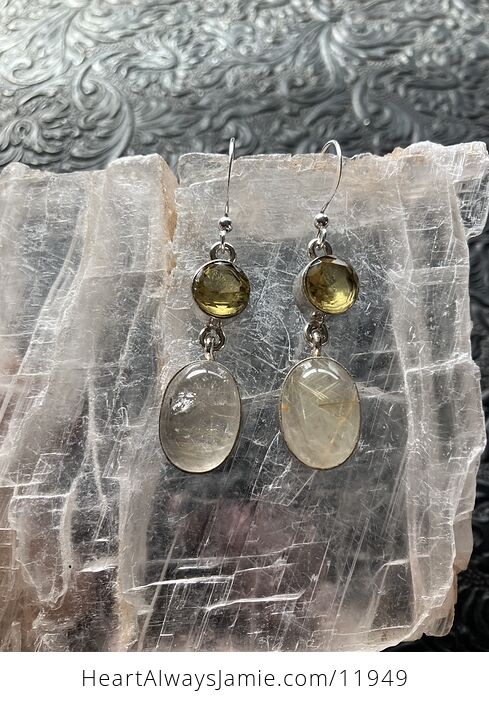 Golden Rutile Quartz and Citrine Stone Crystal Jewelry Earrings - #ND83AzbriJ0-6