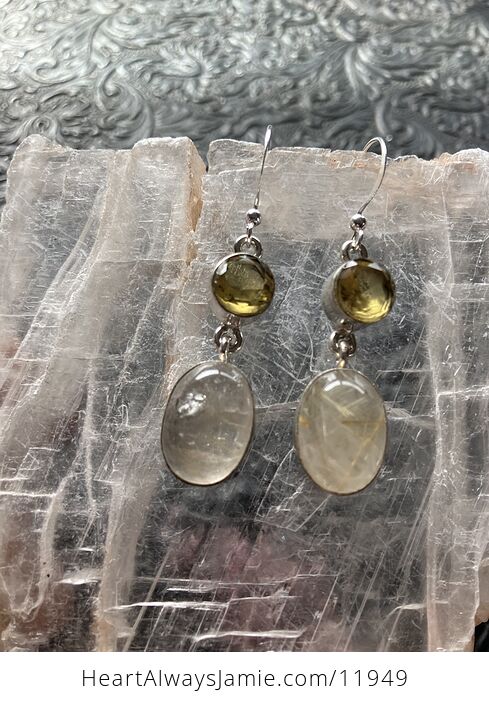 Golden Rutile Quartz and Citrine Stone Crystal Jewelry Earrings - #ND83AzbriJ0-5