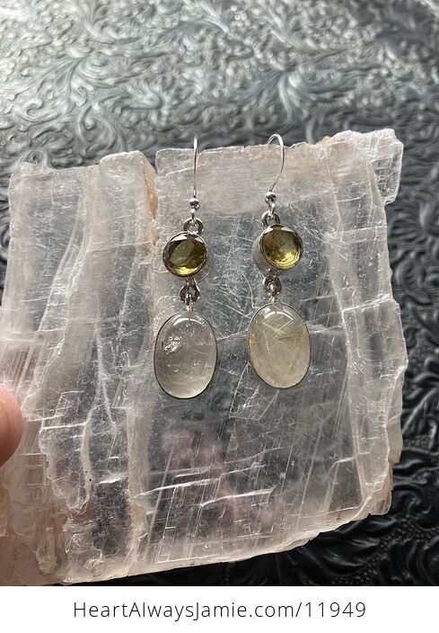 Golden Rutile Quartz and Citrine Stone Crystal Jewelry Earrings - #ND83AzbriJ0-2