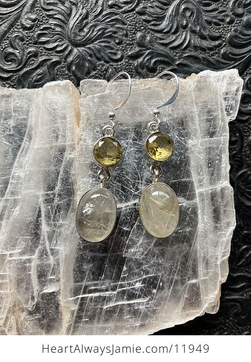 Golden Rutile Quartz and Citrine Stone Crystal Jewelry Earrings - #ND83AzbriJ0-7