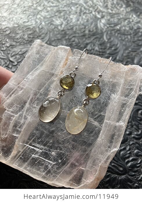 Golden Rutile Quartz and Citrine Stone Crystal Jewelry Earrings - #ND83AzbriJ0-4