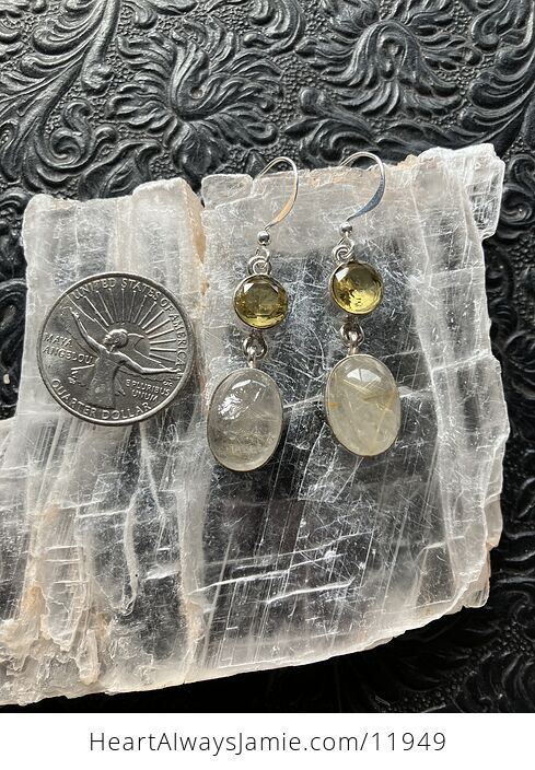 Golden Rutile Quartz and Citrine Stone Crystal Jewelry Earrings - #ND83AzbriJ0-8