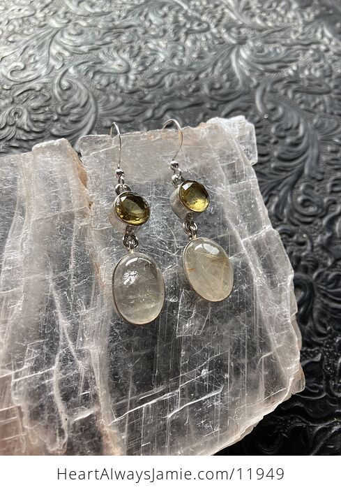Golden Rutile Quartz and Citrine Stone Crystal Jewelry Earrings - #ND83AzbriJ0-3
