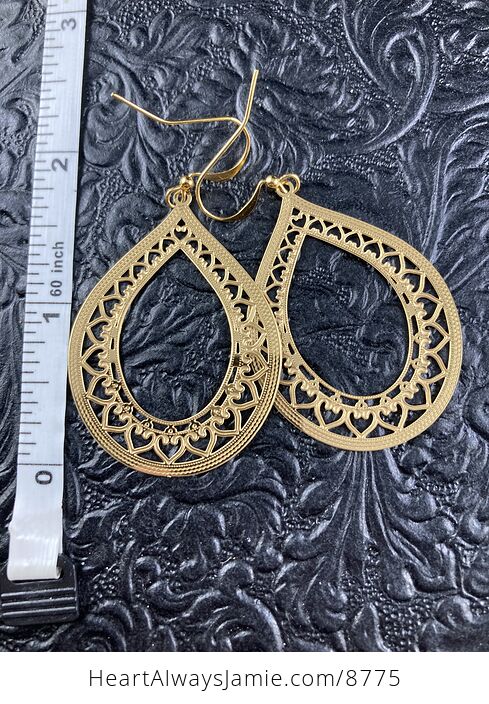Golden Stainless Steel Metal Ornate Earrings - #8KcaKf46xVA-3