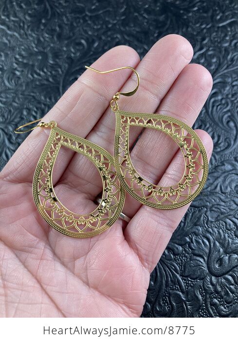 Golden Stainless Steel Metal Ornate Earrings - #8KcaKf46xVA-2