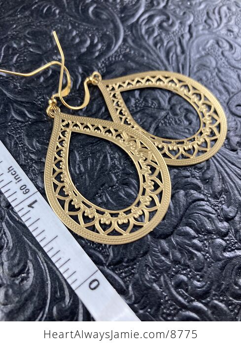 Golden Stainless Steel Metal Ornate Earrings - #8KcaKf46xVA-4