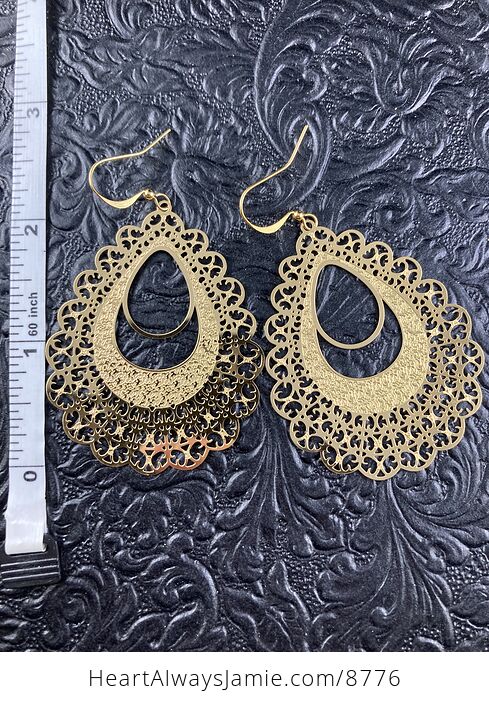 Golden Stainless Steel Metal Ornate Earrings - #SOtrWF58Lww-5