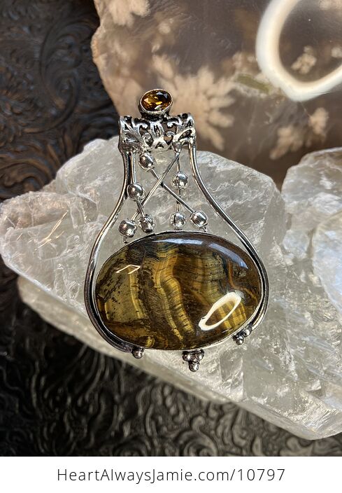 Golden Tigers Eye and Orange Gemstone Jewelry Crystal Fidget Pendant - #O6Vn9PhT9Cc-3