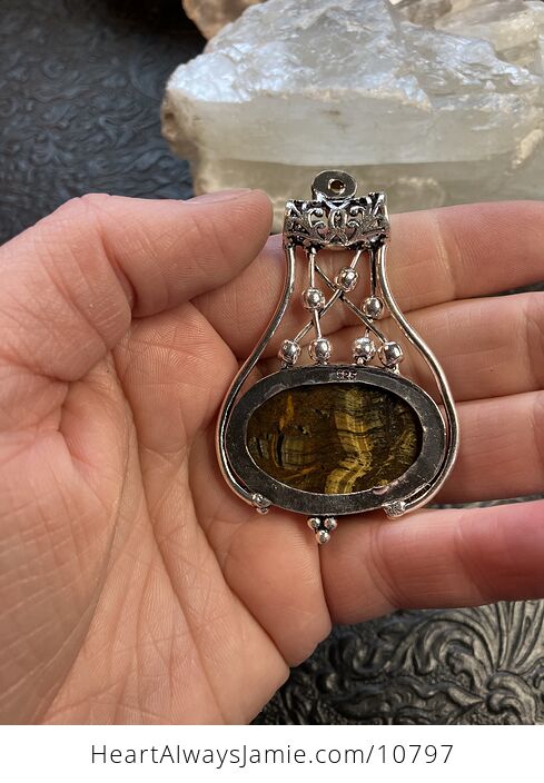 Golden Tigers Eye and Orange Gemstone Jewelry Crystal Fidget Pendant - #O6Vn9PhT9Cc-7
