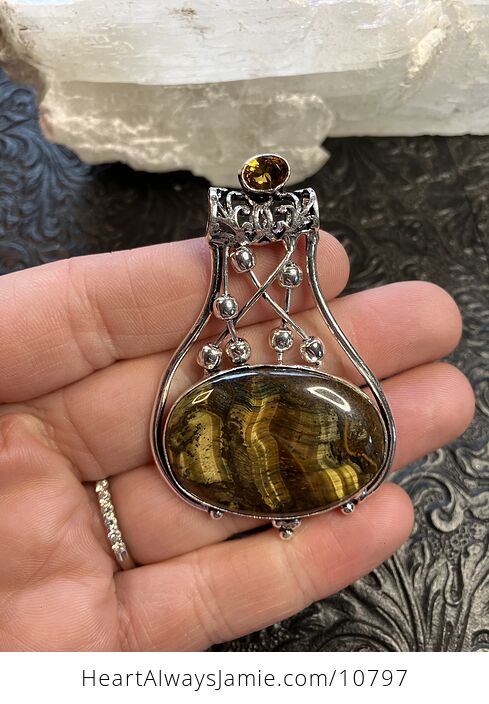 Golden Tigers Eye and Orange Gemstone Jewelry Crystal Fidget Pendant - #O6Vn9PhT9Cc-2