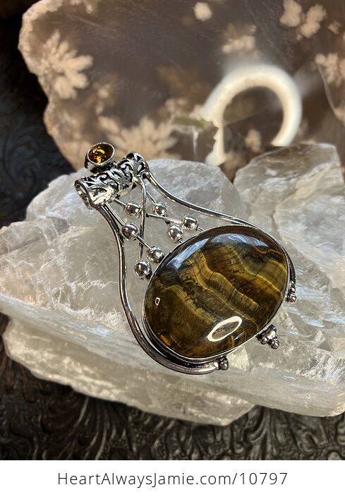 Golden Tigers Eye and Orange Gemstone Jewelry Crystal Fidget Pendant - #O6Vn9PhT9Cc-4