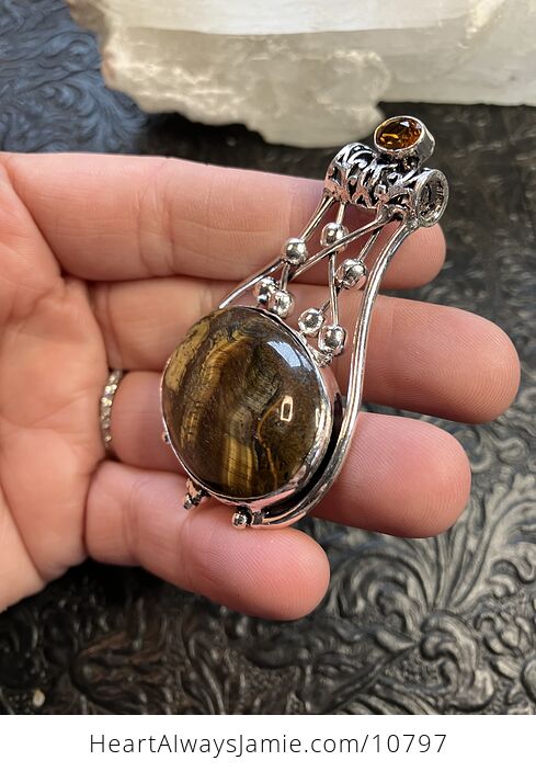 Golden Tigers Eye and Orange Gemstone Jewelry Crystal Fidget Pendant - #O6Vn9PhT9Cc-1