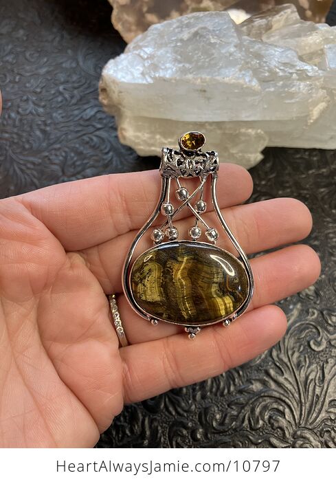 Golden Tigers Eye and Orange Gemstone Jewelry Crystal Fidget Pendant - #O6Vn9PhT9Cc-6