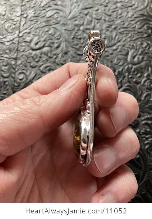 Golden Tigers Eye and Yellow Gemstone Jewelry Crystal Fidget Pendant - #GKVhZks672g-2