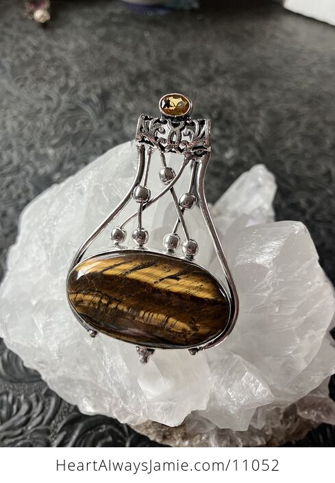 Golden Tigers Eye and Yellow Gemstone Jewelry Crystal Fidget Pendant - #GKVhZks672g-5