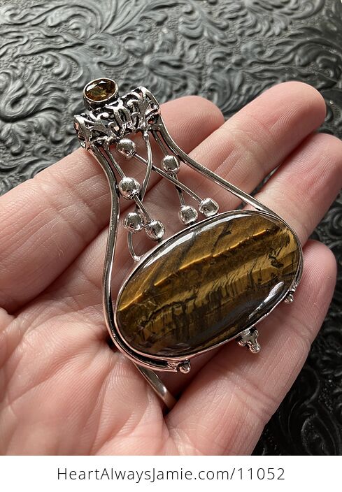 Golden Tigers Eye and Yellow Gemstone Jewelry Crystal Fidget Pendant - #GKVhZks672g-4