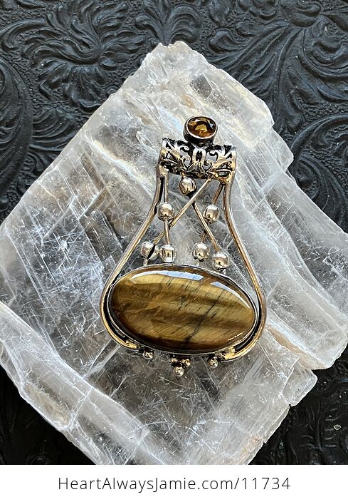Golden Tigers Eye and Yellow Gemstone Jewelry Crystal Fidget Pendant - #KNGHrRn7QvI-2