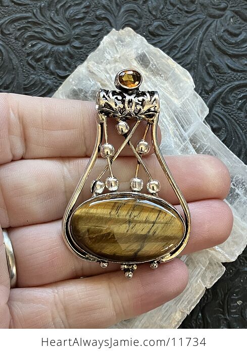 Golden Tigers Eye and Yellow Gemstone Jewelry Crystal Fidget Pendant - #KNGHrRn7QvI-1