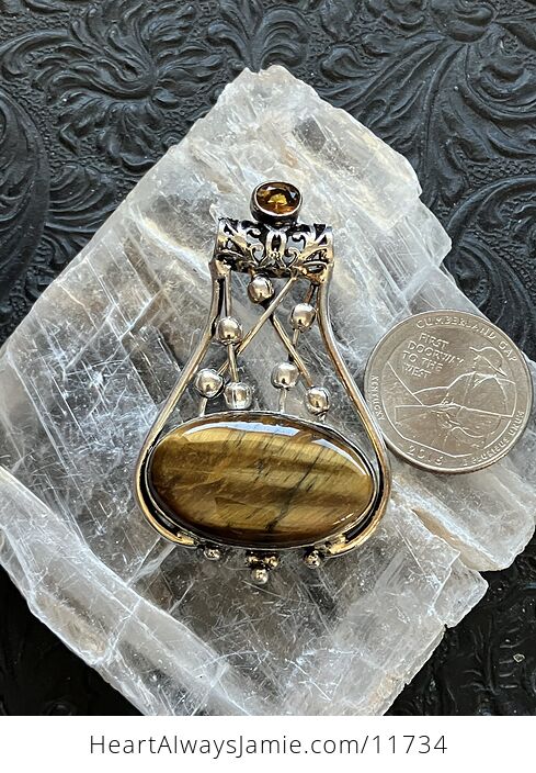 Golden Tigers Eye and Yellow Gemstone Jewelry Crystal Fidget Pendant - #KNGHrRn7QvI-5