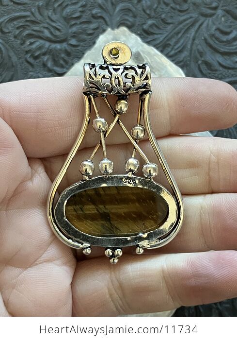 Golden Tigers Eye and Yellow Gemstone Jewelry Crystal Fidget Pendant - #KNGHrRn7QvI-4