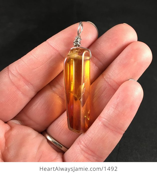 Gorgeous Amber Colored Stone Pendant - #rICMyZiT1mQ-1