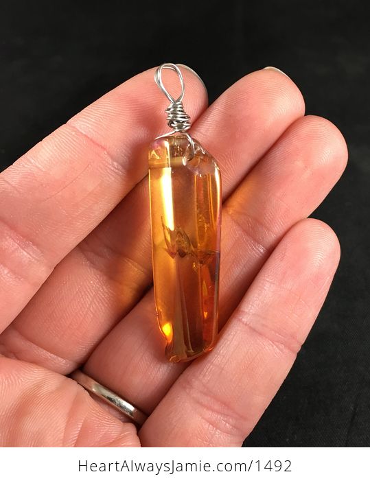 Gorgeous Amber Colored Stone Pendant Necklace - #rICMyZiT1mQ-2