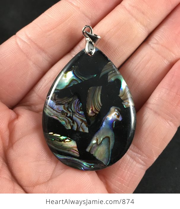 Gorgeous Black and Abalone Shell Pieces Pendant - #jProAf6Is8A-1
