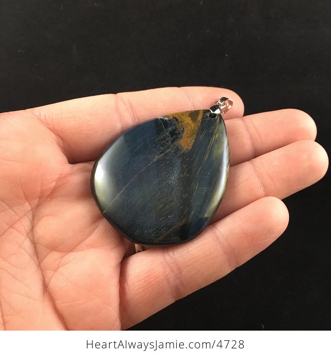 Gorgeous Blue and Brown Tiger Hawks Eye Stone Jewelry Pendant - #rOgGn5UAHDg-3