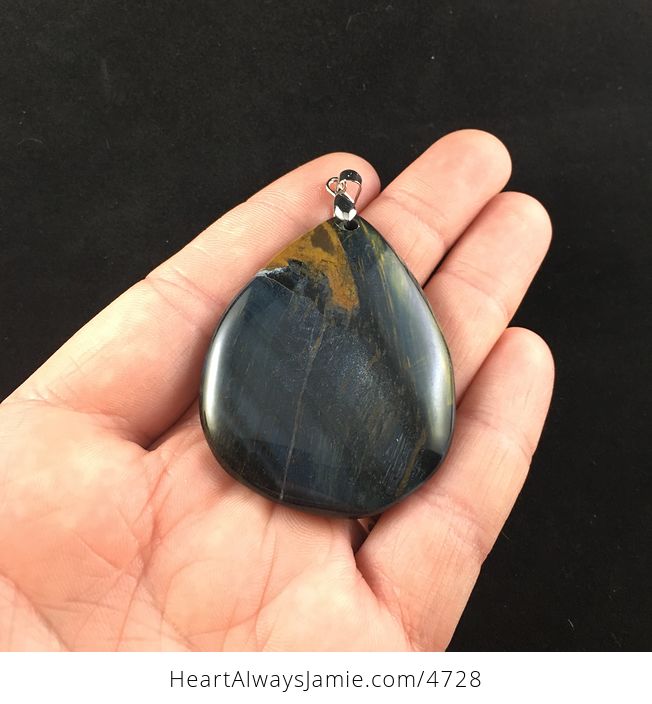 Gorgeous Blue and Brown Tiger Hawks Eye Stone Jewelry Pendant - #rOgGn5UAHDg-2