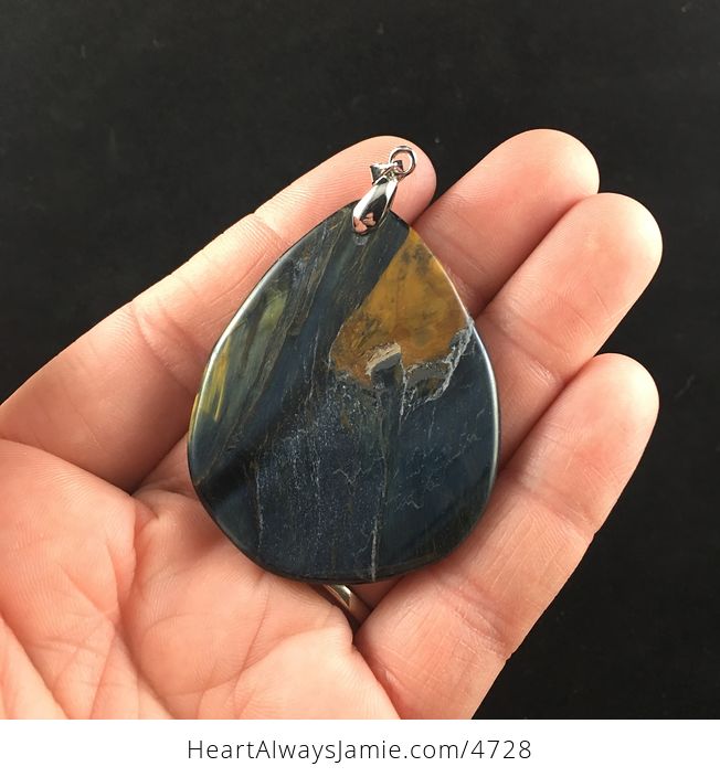 Gorgeous Blue and Brown Tiger Hawks Eye Stone Jewelry Pendant - #rOgGn5UAHDg-5