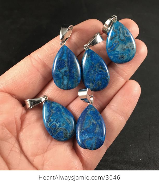 Gorgeous Blue Crazy Lace Agate Stone Pendant Necklace - #ugMIKe5mMLg-1