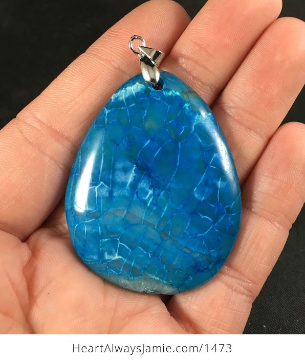 Gorgeous Blue Dragon Veins Druzy Stone Pendant - #KYM2uomYPhU-1