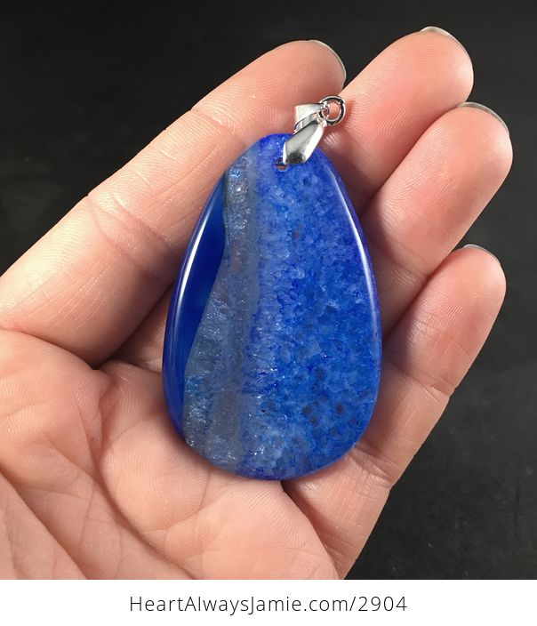 Gorgeous Blue Druzy Stone Pendant Necklace - #OjfTiLcosn0-2
