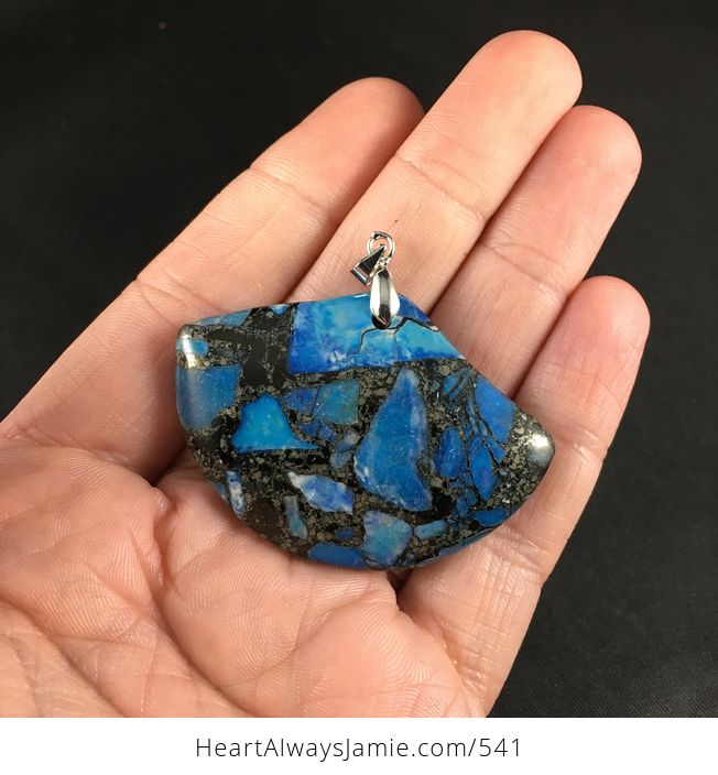 Gorgeous Blue Turquoise and Pyrite Stone Pendant - #8YoEokcsl4o-1
