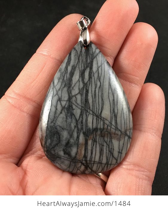 Gorgeous Brown Black and Gray Meshwork Stone Pendant - #plQxfqHnwJQ-1