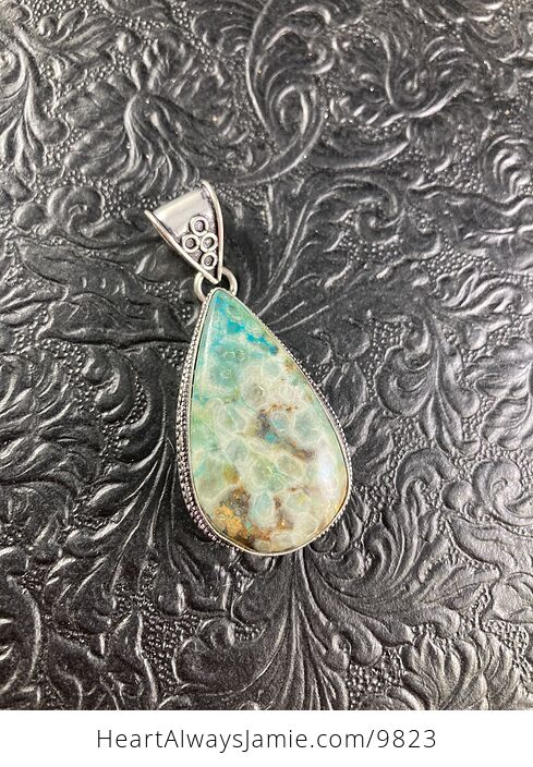 Gorgeous Chrysocolla Stone Crystal Jewelry Pendant - #E5Pk9SPEbBg-1