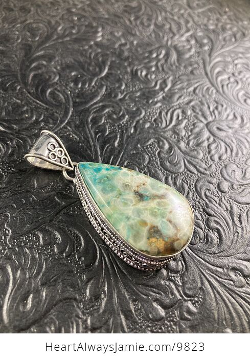 Gorgeous Chrysocolla Stone Crystal Jewelry Pendant - #E5Pk9SPEbBg-5
