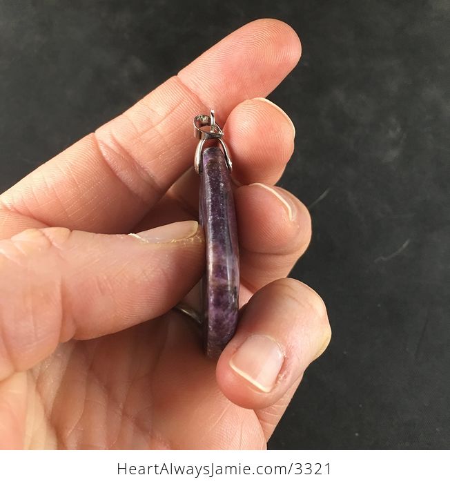 Gorgeous Dark Purple Lepidolite Pendant Necklace Jewelry - #STXLlj7RIL0-2