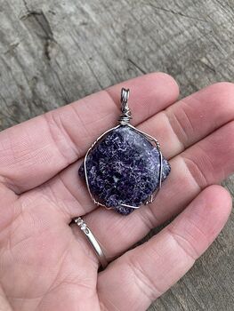 Gorgeous Dark Purple Lepidolite Wire Wrapped Crystal Stone Jewelry Pendant #WjE5aYfgMro