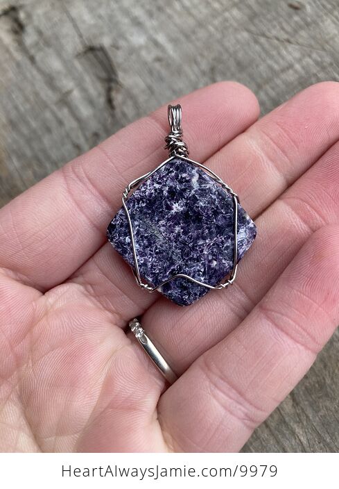 Gorgeous Dark Purple Lepidolite Wire Wrapped Crystal Stone Jewelry Pendant - #WjE5aYfgMro-3