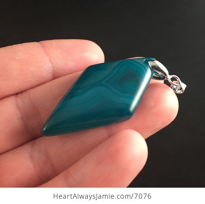 Gorgeous Diamond Shaped Teal Blue Agate Stone Jewelry Pendant - #3Hip2pMr72A-3