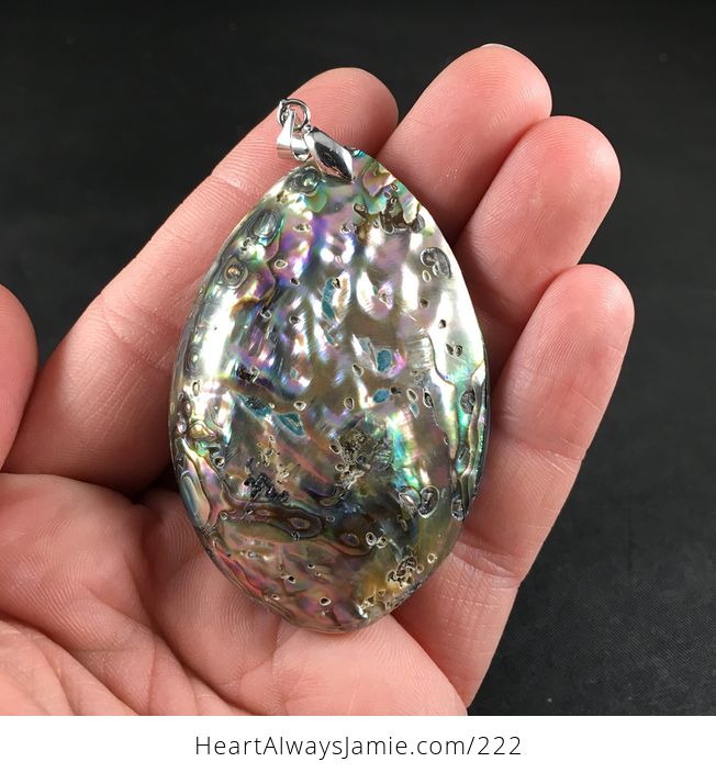Gorgeous Double Sided Abalone Shell Pendant Necklace - #g0PaDixcxW4-2