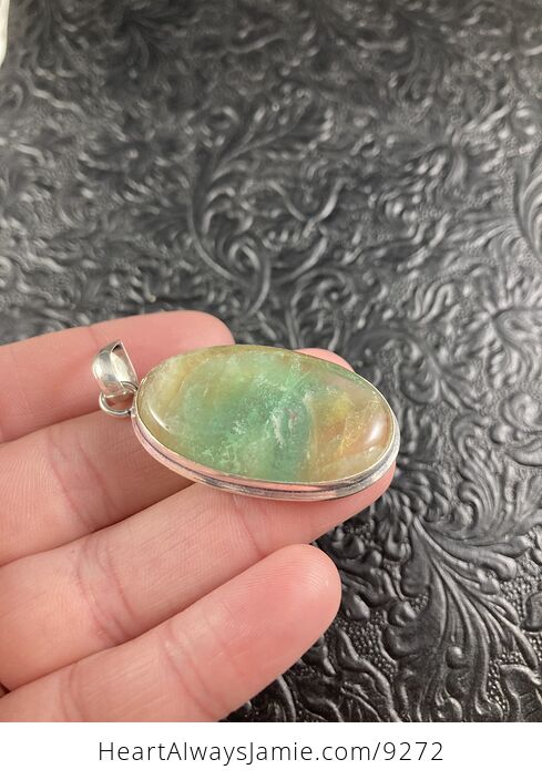 Gorgeous Gemmy Yellow and Green Fluorite Crystal Stone Jewelry Pendant - #Tz6i2MEdQQ0-6