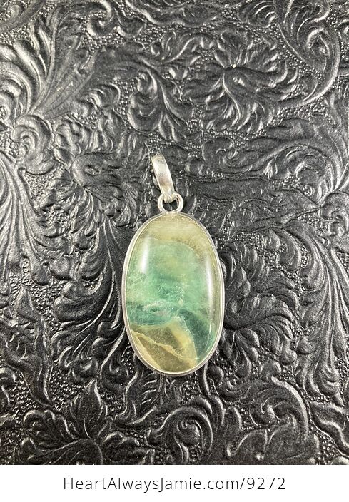 Gorgeous Gemmy Yellow and Green Fluorite Crystal Stone Jewelry Pendant - #Tz6i2MEdQQ0-1