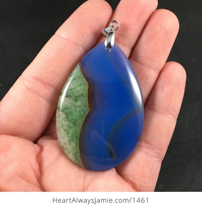 Gorgeous Green Brown and Blue 34green Coast and Ocean34 Druzy Agate Stone Pendant - #24Wf1rPCJqI-1