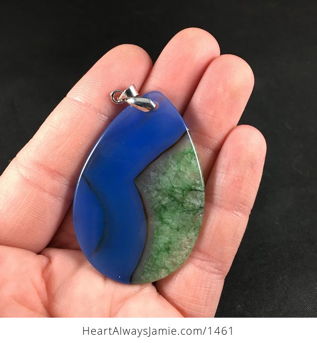 Gorgeous Green Brown and Blue 34green Coast and Ocean34 Druzy Agate Stone Pendant Necklace - #24Wf1rPCJqI-2