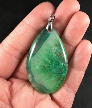 Gorgeous Green Drusy Agate Stone Pendant Necklace #uewN566QPuw