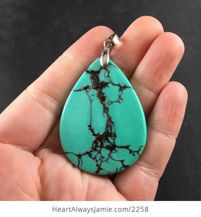 Gorgeous Greenish and Dark Brown Turquoise Stone Pendant Necklace - #nWnxUf6s3HE-2