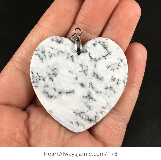 Gorgeous Heart Shaped African Dendrite Moss Opal Stone Pendant Necklace - #Ak5XZ7esiOY-2