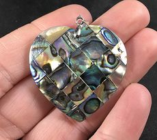 Gorgeous Heart Shaped Colorful Abalone Shell Diamond Patterned Pendant #OOwfl4Y5vD0